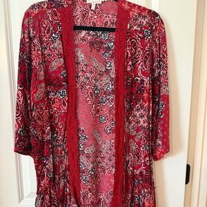 Maurices Tops | Maurice’s Tunic Style Red Bandana Style Jacket Size Medium